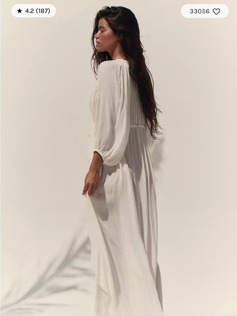 Free People Ivory Bohemian Tie-Waist Maxi Dress - Picture 3 of 6